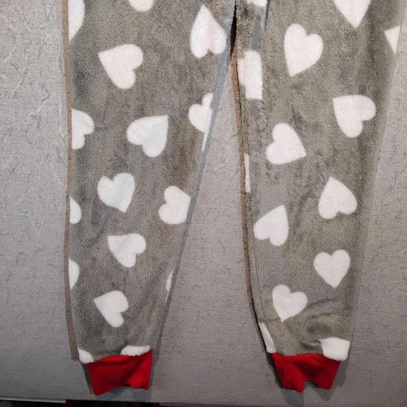 JelliFish Kids Gray Plush Turkey Hooded Onesie with White  Hearts in Size M 7-8 - Picture 9 of 12